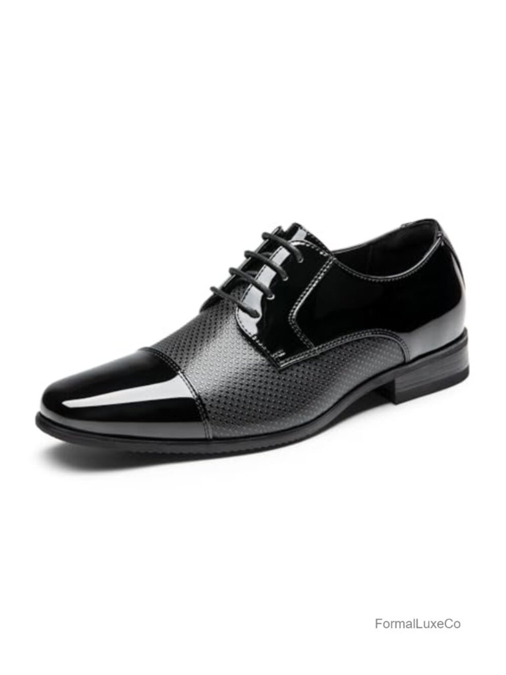 Bruno Marc Men's Patent Vegan Leather Tuxedo Oxfords Round Toe Lace-Up Formal
